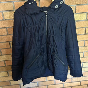 Columbia Womens M Long Sleeve Full Zip Up Outdoor Quilted Hoodie Jacket Navy